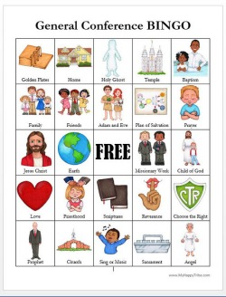 general conference october 2018 printables, activities, fun ideas for kids, packets, conference bingo www.melanieslibrary.com